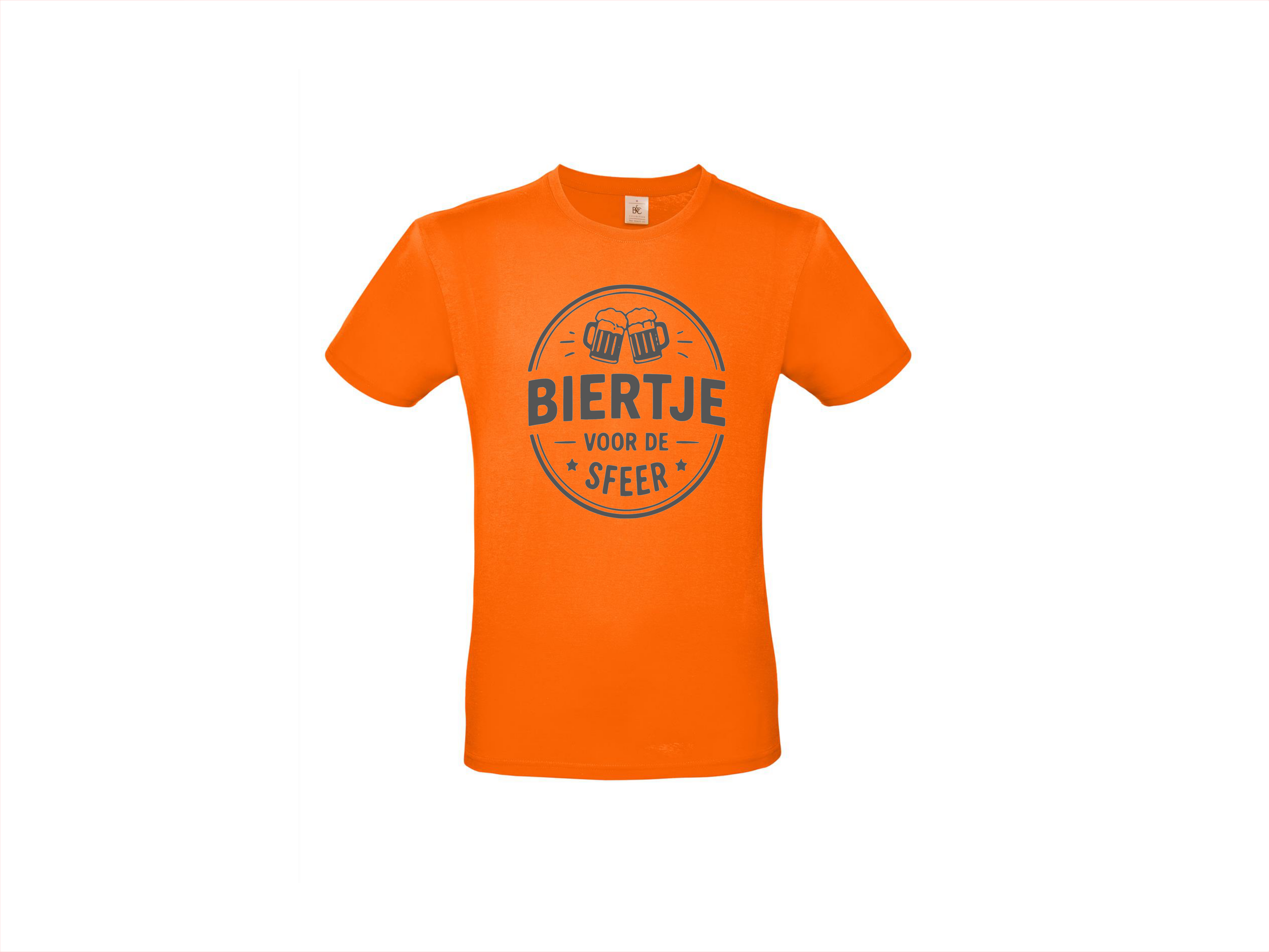 T-shirt met korte mouwen:🍻 Biertje Voor De Sfeer – Oranje Gezelligheid Shirt