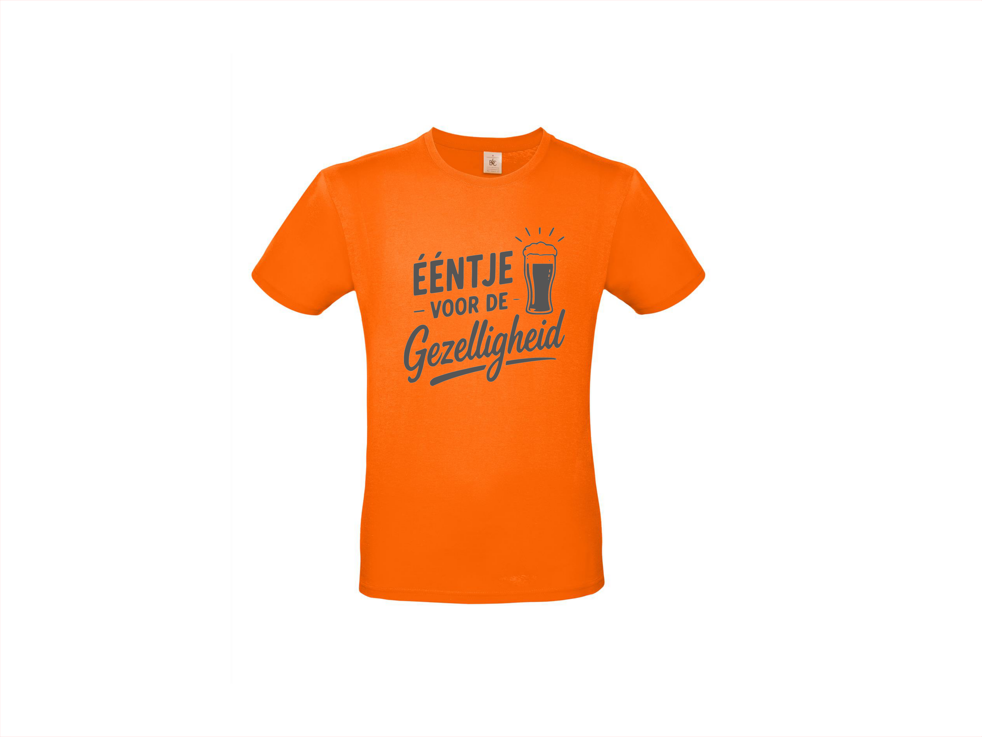 T-shirt met korte mouwen:🍺🧡 Eéntje Voor De Gezelligheid – Oranje Feestshirt