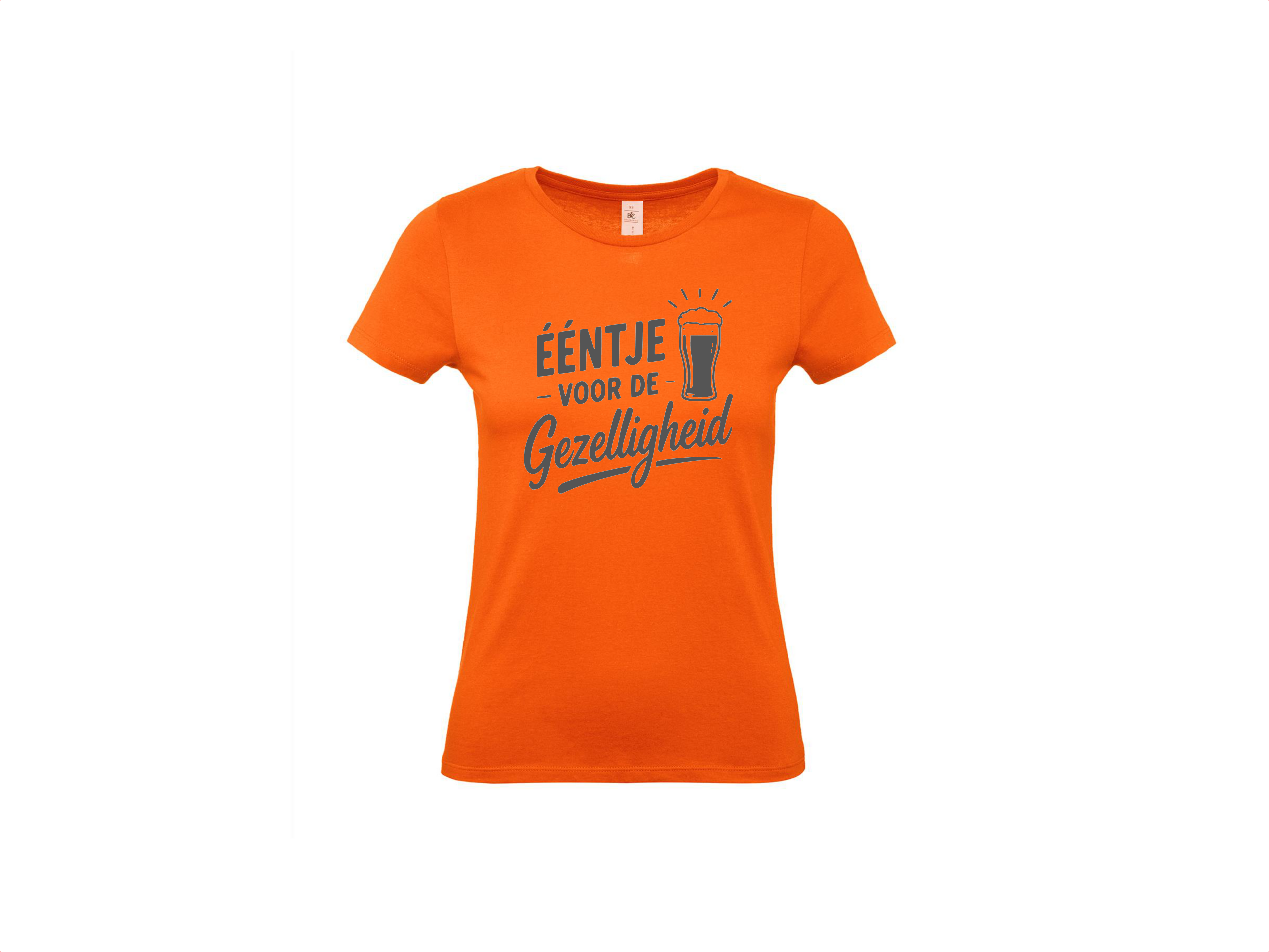 T-shirt met korte mouwen:🍺🧡 Eéntje Voor De Gezelligheid – Oranje Feestshirt