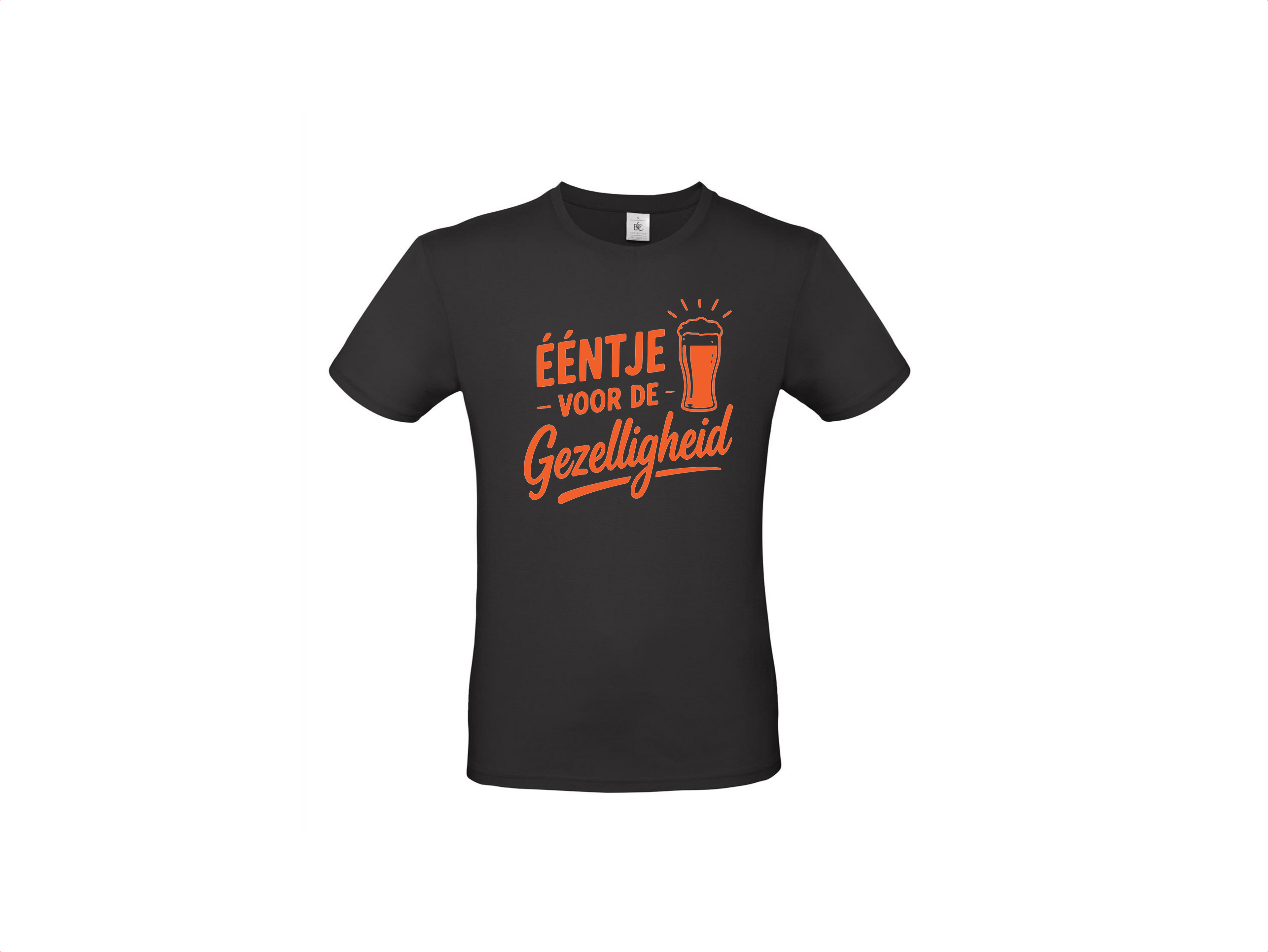T-shirt met korte mouwen:🍺🧡 Eéntje Voor De Gezelligheid – Oranje Feestshirt