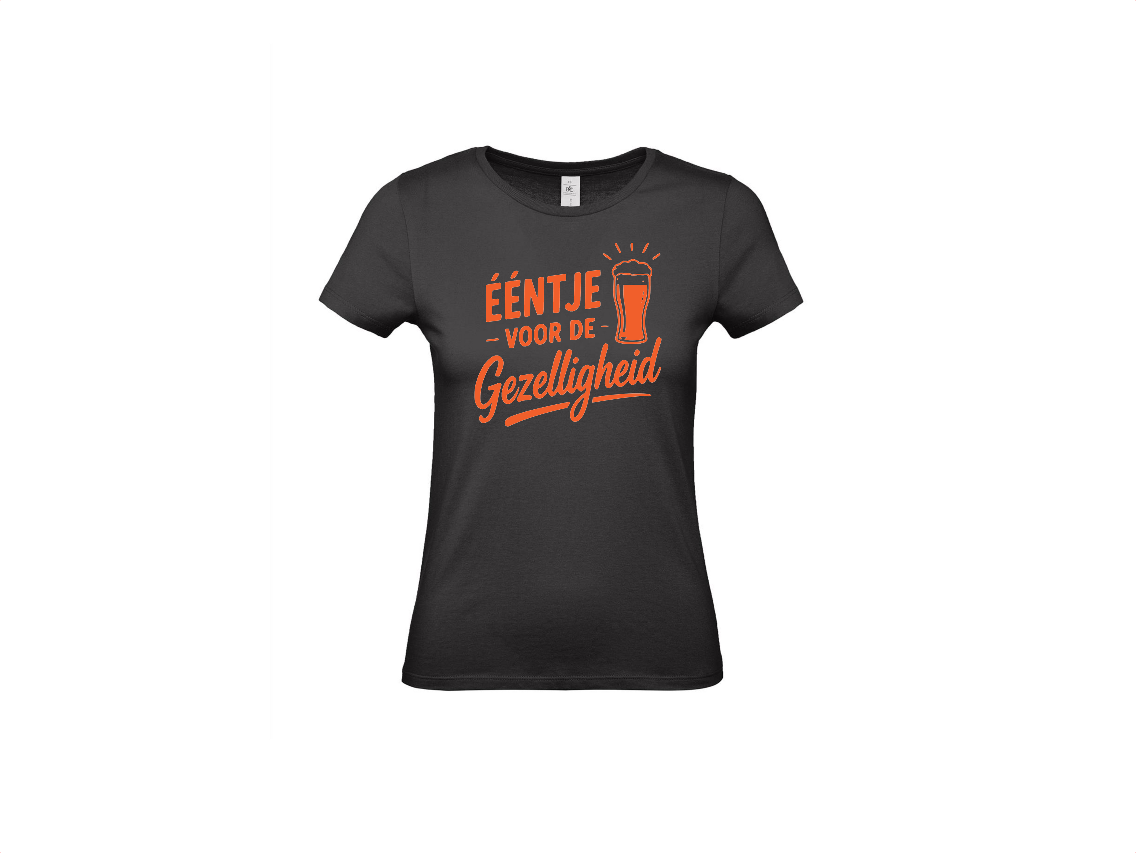 T-shirt met korte mouwen:🍺🧡 Eéntje Voor De Gezelligheid – Oranje Feestshirt