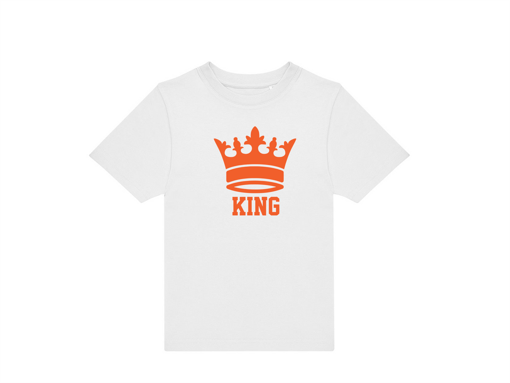 T-shirt kinderen:👑 Klein of groot… iedereen is royal op Koningsdag!