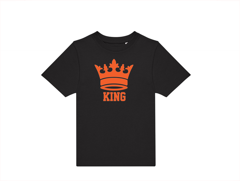 T-shirt kinderen:👑 Klein of groot… iedereen is royal op Koningsdag!