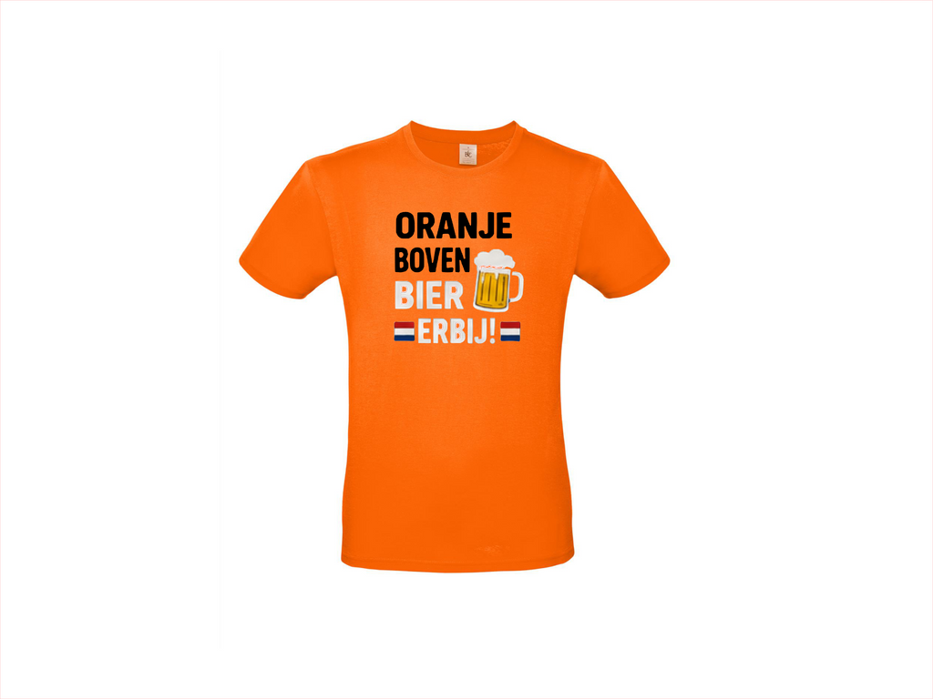 T-shirt met korte mouwen:🍺🧡 Oranje boven, bier erbij!