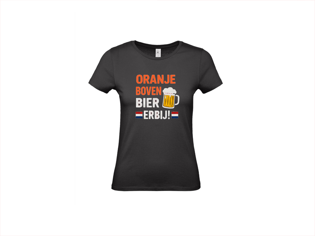 T-shirt met korte mouwen:🍺🧡 Oranje boven, bier erbij!